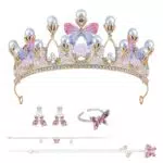Byfoyif Krone Schmetterling Mädchen Kopfschmuck Set Tiara Stirnband Schmuck