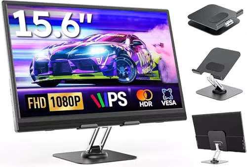 Dopesplay 15,6" Tragbarer Monitor mit Ständer, 1080P FHD, USB-C/HDMI, VESA