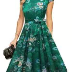 DRESSTELLS Cocktailkleid Damen 1950er Rockabilly Festliches Vintage Swing Kleid