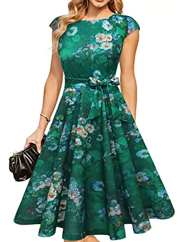 DRESSTELLS Cocktailkleid Damen 1950er Rockabilly Festliches Vintage Swing Kleid