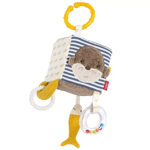 Fehn Activity-Würfel Otter Motorikspielzeug mit Greifelementen zum Aufhängen für Babys