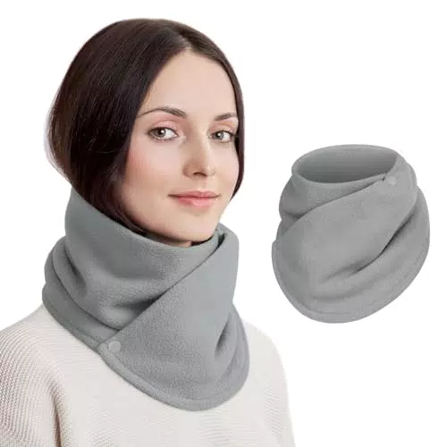 Figarge Winter Halswärmer Fleece Schal Mit Doppelschnalle Damen Snood Kragen