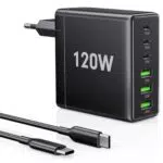 FINIBO 120W USB C Ladegerät 6-Port Schnellladegerät mit PD 3.0 & QC 4.0 für iPad Smartphone