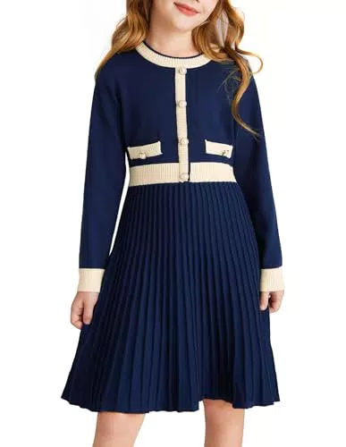 GRACE KARIN Mädchen Kleid Midi Festlich Winter Hochzeit Weihnachten Partykleid