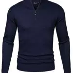 iClosam Herren Rollkragenpullover Mit Reißverschluss Langarm Stehkragen Pulli
