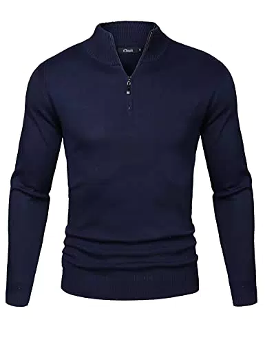 iClosam Herren Rollkragenpullover Mit Reißverschluss Langarm Stehkragen Pulli