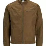 JACK & JONES Herren Kunstwildlederjacke Modischer Kunstledermantel
