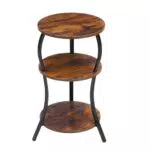 JARAGAR Runder Beistelltisch aus Holz mit Ablage, Kleiner Tisch für Wohnzimmer