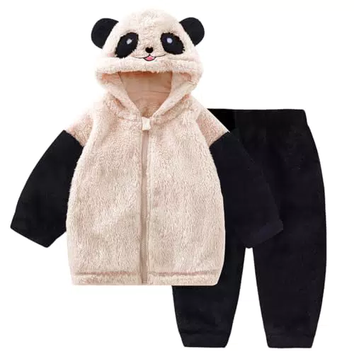 JiAmy Baby Fleecejacke Hoodie Set Winter mit Ohren Kapuze für Jungen Mädchen