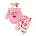 JiAmy Baby Mädchen Set Strampler mit Stirnband und Hose für Neugeborene