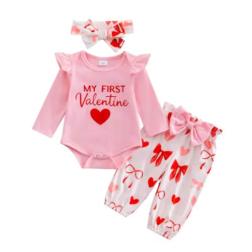 JiAmy Baby Mädchen Set Strampler mit Stirnband und Hose für Neugeborene