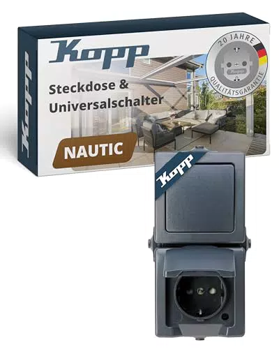 Kopp Nautic 2-fach Schutzkontakt-Steckdose mit Klappdeckel und erhöhtem Berührungsschutz