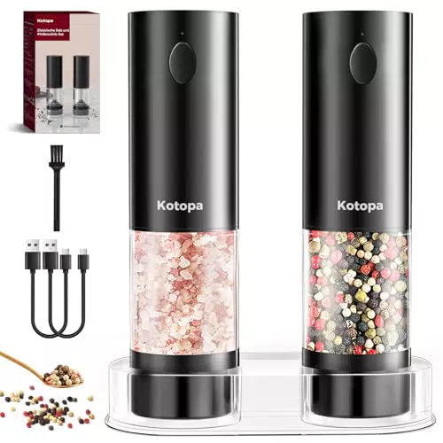 Kotopa Elektrische Salz- und Pfeffermühle Wiederaufladbar mit Keramik Mahlwerk