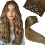 LaaVoo Clip In Echthaar Extensions Remy Human Hair Extensions Glatt Braun