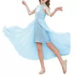 Lady Chiffon Neckholder Partykleid Ärmellos Mit Glänzenden Pailletten Hochzeit