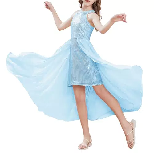 Lady Chiffon Neckholder Partykleid Ärmellos Mit Glänzenden Pailletten Hochzeit