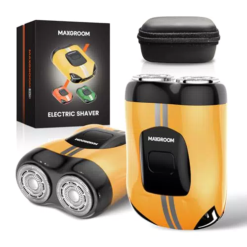 MAXGROOM Elektrischer Bart Rasierer Herren Mini IPX7, 8000RPM Trockenrasierer, 60 Min Akku