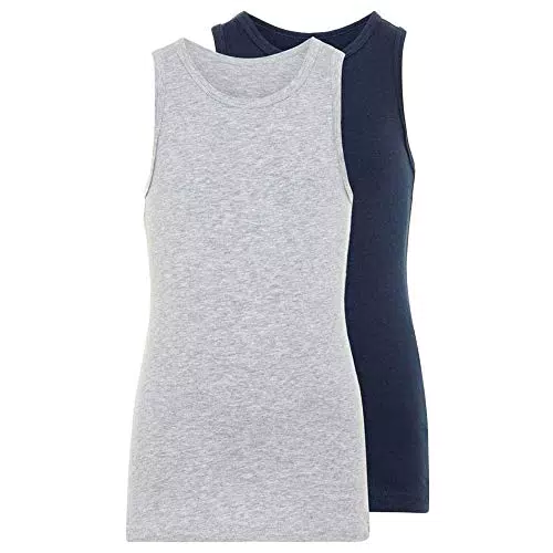 name it Jungen NKMTANK TOP 2P Grey Melange NOOS Unterhemd