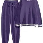 Niwicee Damen Fleece Schlafanzug Winter Warm Zweiteiliger Thermo Pyjama Set