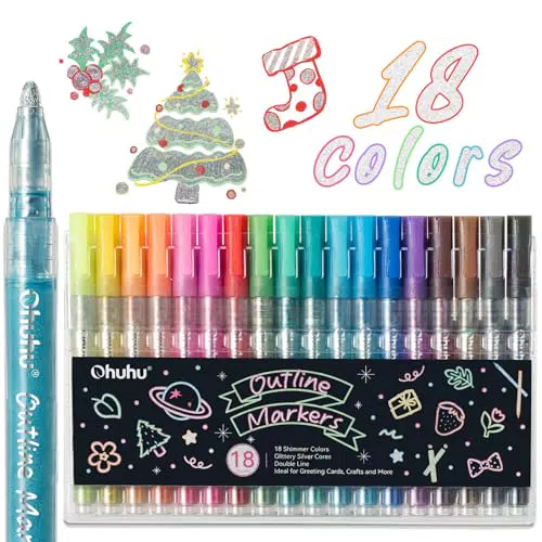 Ohuhu Glitzer Outline Stifte Magisch, Ideal Für Adventskalender, DIY, Grußkarten