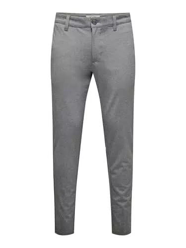 ONLY & SONS Mens Dark Grey Melange Trousers