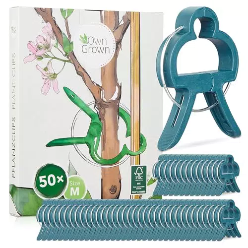 OwnGrown Pflanzen Klammern zum Pflanzen Binden: 20 Klammern für Pflanzen Größe L als Rankhilfe für Pflanzen für Kletterpflanzen Zimmerpflanzen Grün