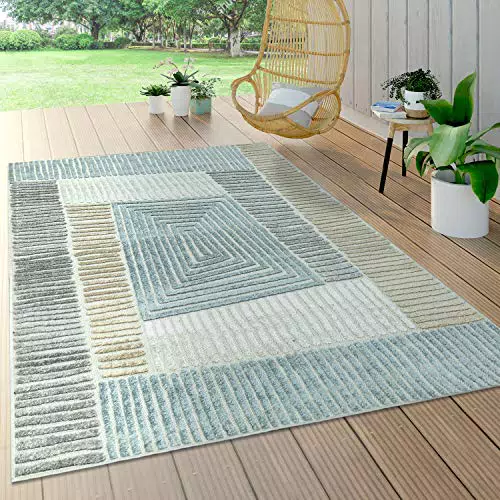 Paco Home Outdoor Teppich Wetterfest Orientalisch Skandinavisch Geometrisch 3D Modern