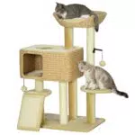 PawHut Katzen Kratzbaum mit Liegefläche, Kratzsäulen, Kletterbaum und Spielball