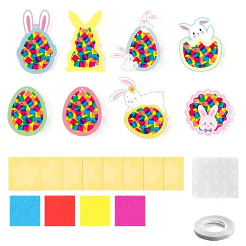 PIujsym Ostern Bastelset Fensterbilder Hasen Schablonen Kinder Geschenk Frühling