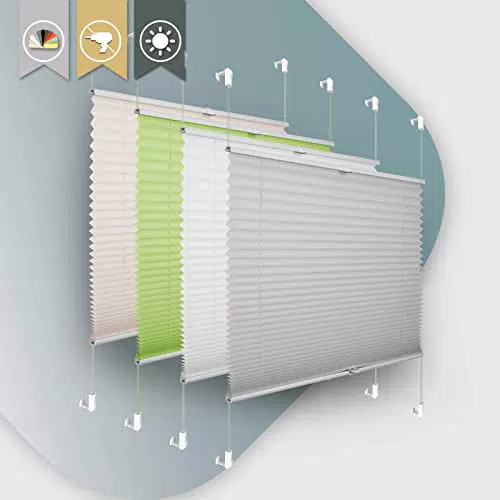 Easyfix Plissee ohne Bohren Klemmfix Jalousie Sonnenschutz für Fenster und Tür