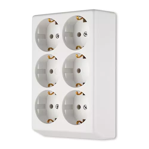 REV Steckdosenleiste 6-fach ohne Kabel, Mehrfachsteckdose für hohe Leistung