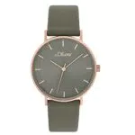 s.Oliver Damen Armbanduhr Quarz Analog mit Lederarmband, Wasserdicht, Geschenkbox