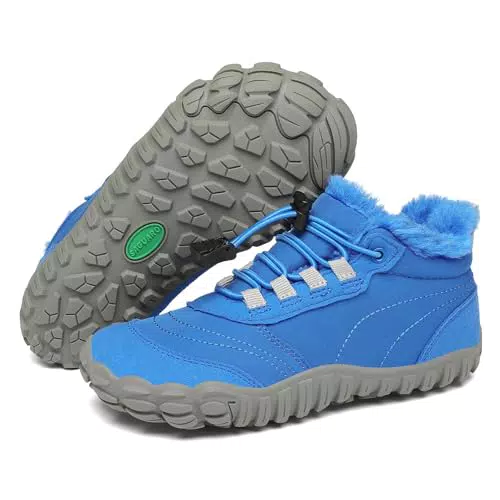 SAGUARO Kinder Winter Barfußschuhe – Gefütterte, rutschfeste Winterschuhe