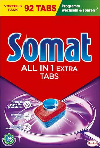 Somat All in 1 Extra Spülmaschinen Tabs für Sauberes und Glänzendes Geschirr