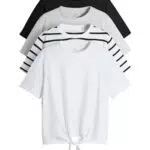 THE SET Damen T-Shirt zum Binden Kurzarm Shirts Casual