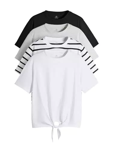 THE SET Damen T-Shirt zum Binden Kurzarm Shirts Casual