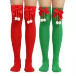 THXFUNAREA Weihnachten Overknees Strümpfe Damen Gestreifte Kniestrümpfe Cosplay