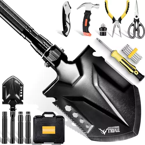 TIVOLI Multifunktionaler Klappspaten Outdoor Set mit Zubehör für Camping und Survival