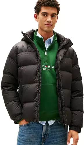 Tommy Hilfiger Herren Pufferjacke Mix Down mit Kapuze