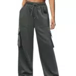 Totatuit Y2K Cargohose Damen, Hohe Taille Weites Bein 4 Taschen Wanderhose