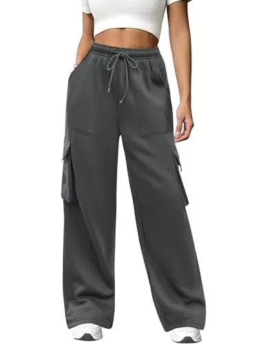 Totatuit Y2K Cargohose Damen, Hohe Taille Weites Bein 4 Taschen Wanderhose