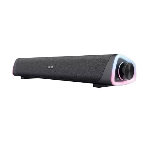 Trust Liro Soundbar PC Lautsprecher 12W Stereo mit RGB LED, AUX und USB für Computer