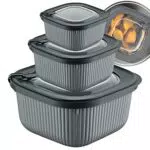 Uandu Mikrowellengeschirr – Kunststoff Frischhaltedosen mit Dampfventil, BPA-frei