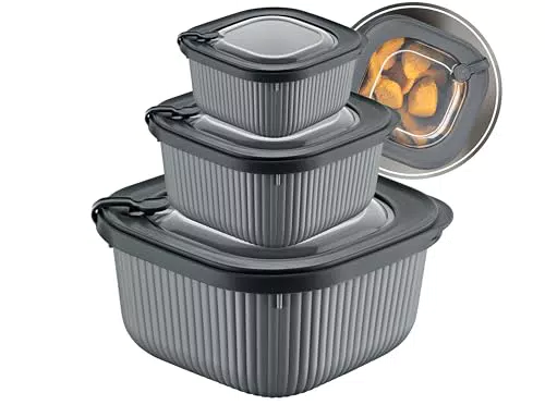 Uandu Mikrowellengeschirr – Kunststoff Frischhaltedosen mit Dampfventil, BPA-frei