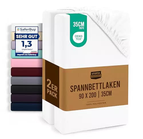 Utopia Bedding Spannbettlaken aus gebürsteter Mikrofaser - 90x200cm - Grau - Tiefe Tasche 35cm