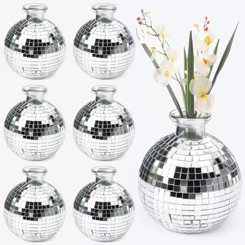 VGECEE Disco Kugel Vase Deko Pflanzentopf für Tisch Party Hochzeit Zuhause