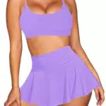 Viottiset Damen Hohe Taille Bikini Set Zwei Stück Badeanzug U-Ausschnitt Spaghetti Straps Swim Rock Strand Lavendel Lila