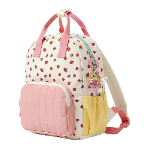 Vninkul Kinderrucksack Mädchen Erdbeere Design Kindergartenrucksack Vorschule