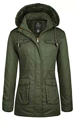 Wantdo Damen Fleece Gefütterter Parka Warme Winterjacke Gepolsterte Outdoor Jacke