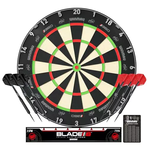 Winmau Blade 360 Triple Core Carbon Dartscheibe Set – Professionelles Steeldart Set